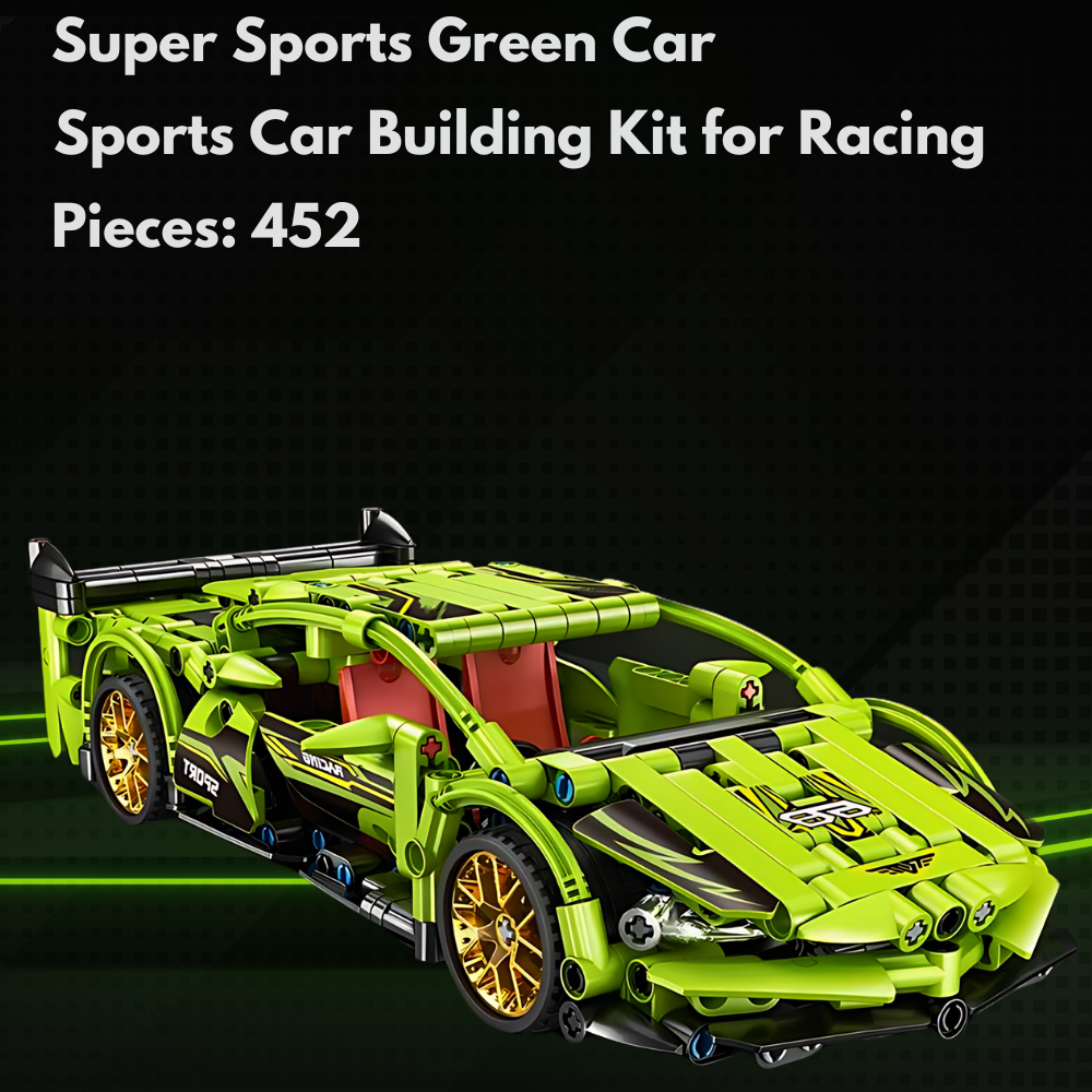 UNIQUE TOYS ZONE - HIGH TECH RACING SPORTS CAR MODEL GREEN - BUILDING BLOCKS - 452pcs