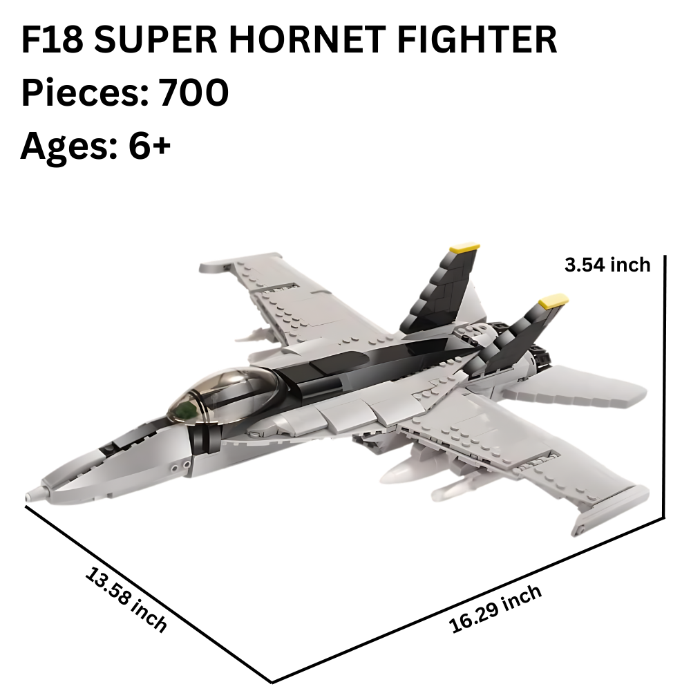 UNIQUE TOY ZONE - F18 SUPER HORNET FIGHTER AIRCRAFT MODEL - BUILDING BLOCKS - 682PCS