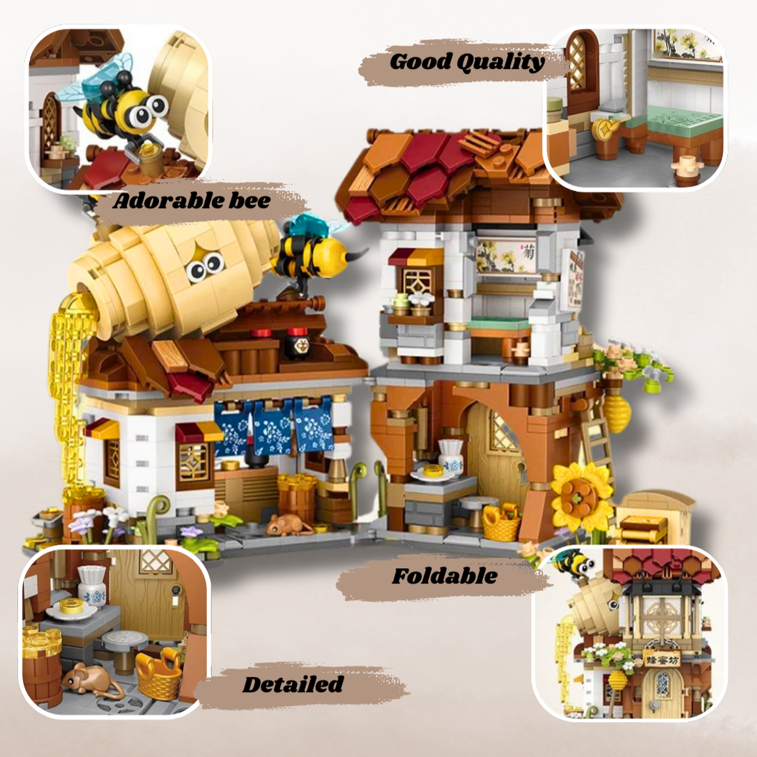 UNIQUE TOYS ZONE - ASIAN TOWN - HONEY STORE BUILDING SET - STREET FOOD VIEW - MINI BUILDING BLOCKS - 1242 pcs