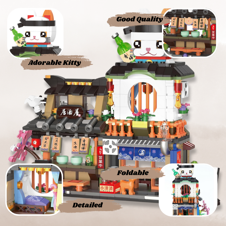 UNIQUE TOYS ZONE - ASIAN TOWN - IZAKAYA SHOP BUILDING SET - STREET FOOD VIEW - MINI BUILDING BLOCKS - 789 pcs