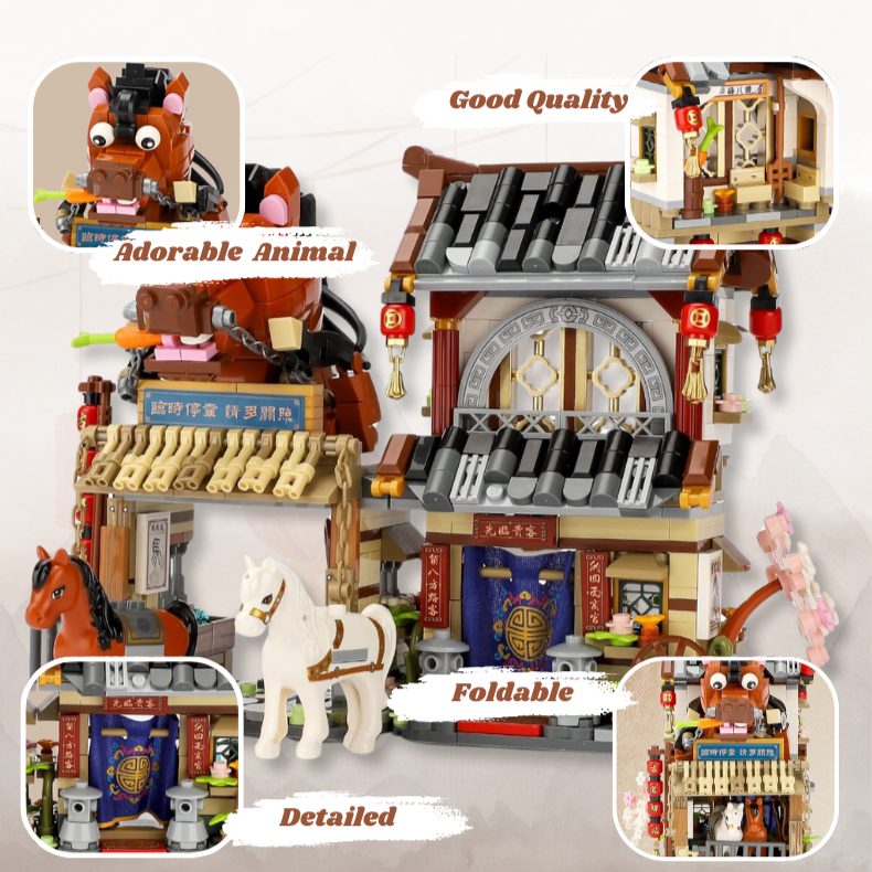 UNIQUE TOYS ZONE - ASIAN TOWN - POST OFFICE BUILDING SET - STREET FOOD VIEW - MINI BUILDING BLOCKS - 997PCS