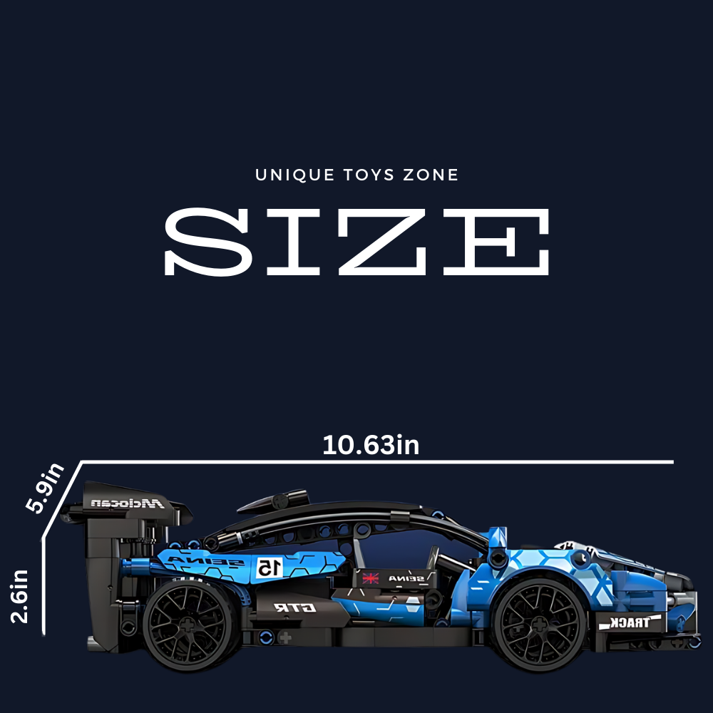 UNIQUE TOYS ZONE - HIGH TECH RACING SPORTS CAR MODEL BLUE - BUILDING BLOCKS - 452pcs