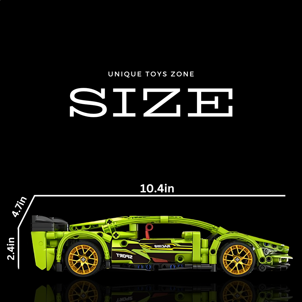 UNIQUE TOYS ZONE - HIGH TECH RACING SPORTS CAR MODEL GREEN - BUILDING BLOCKS - 452pcs