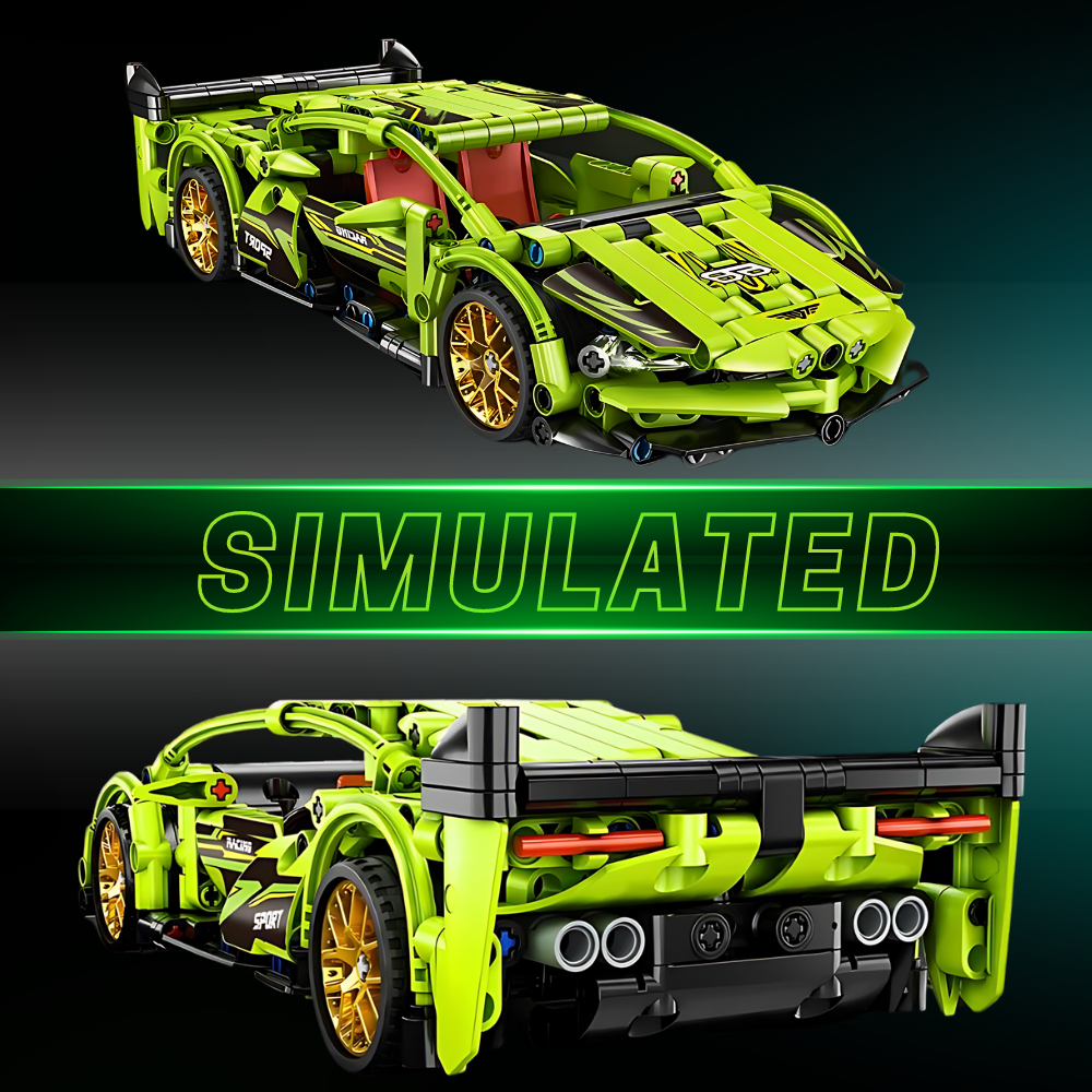 UNIQUE TOYS ZONE - HIGH TECH RACING SPORTS CAR MODEL GREEN - BUILDING BLOCKS - 452pcs