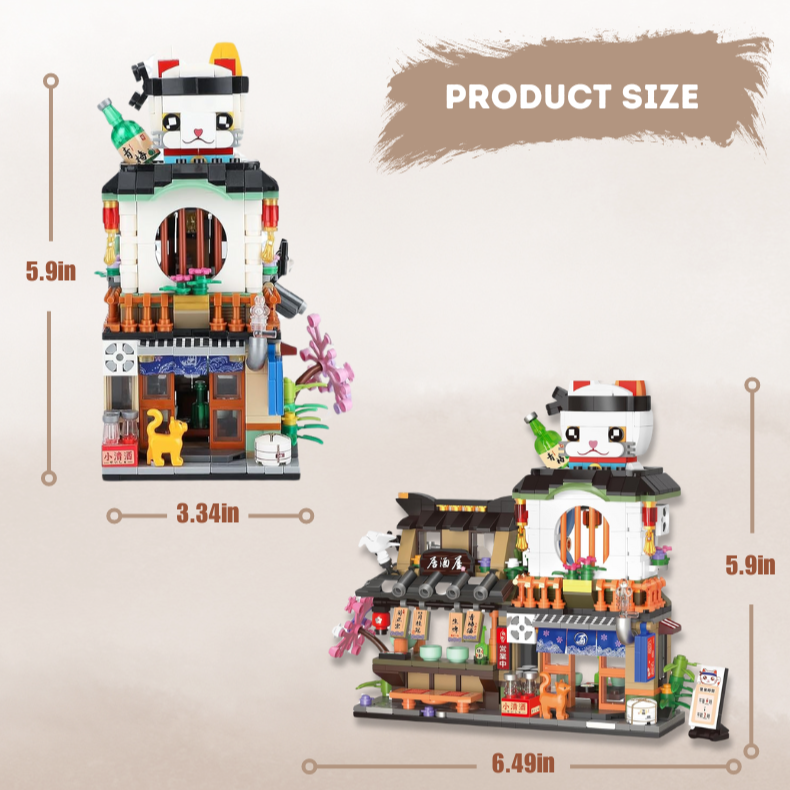 UNIQUE TOYS ZONE - ASIAN TOWN - IZAKAYA SHOP BUILDING SET - STREET FOOD VIEW - MINI BUILDING BLOCKS - 789 pcs