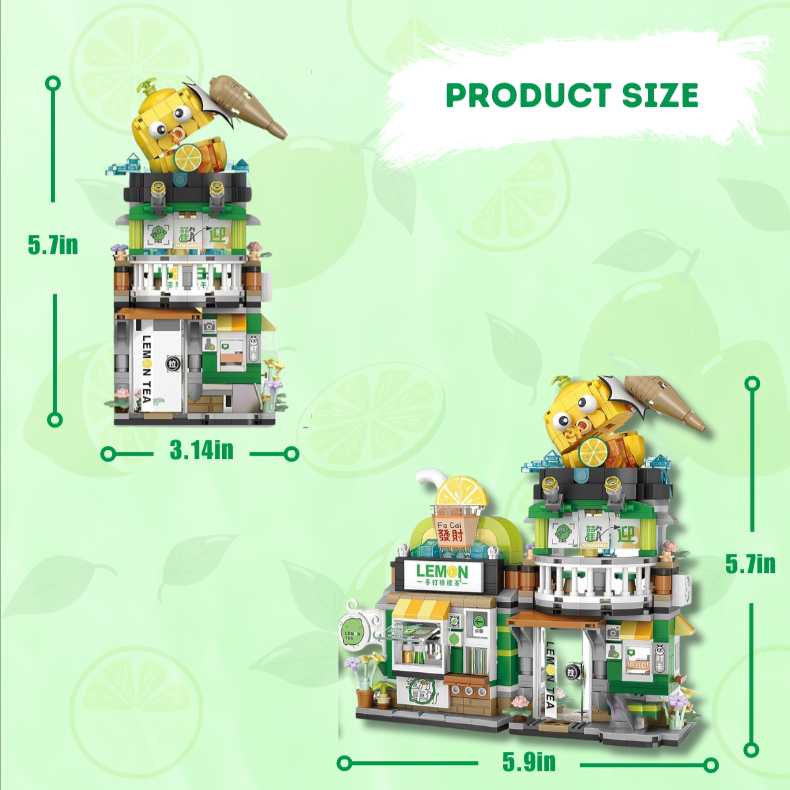 UNIQUE TOYS ZONE - ASIAN TOWN - LEMON TEA SHOP BUILDING SET - STREET FOOD VIEW - MINI BUILDING BLOCKS - 796PCS