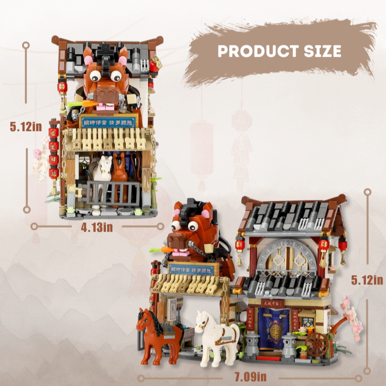 UNIQUE TOYS ZONE - ASIAN TOWN - POST OFFICE BUILDING SET - STREET FOOD VIEW - MINI BUILDING BLOCKS - 997PCS