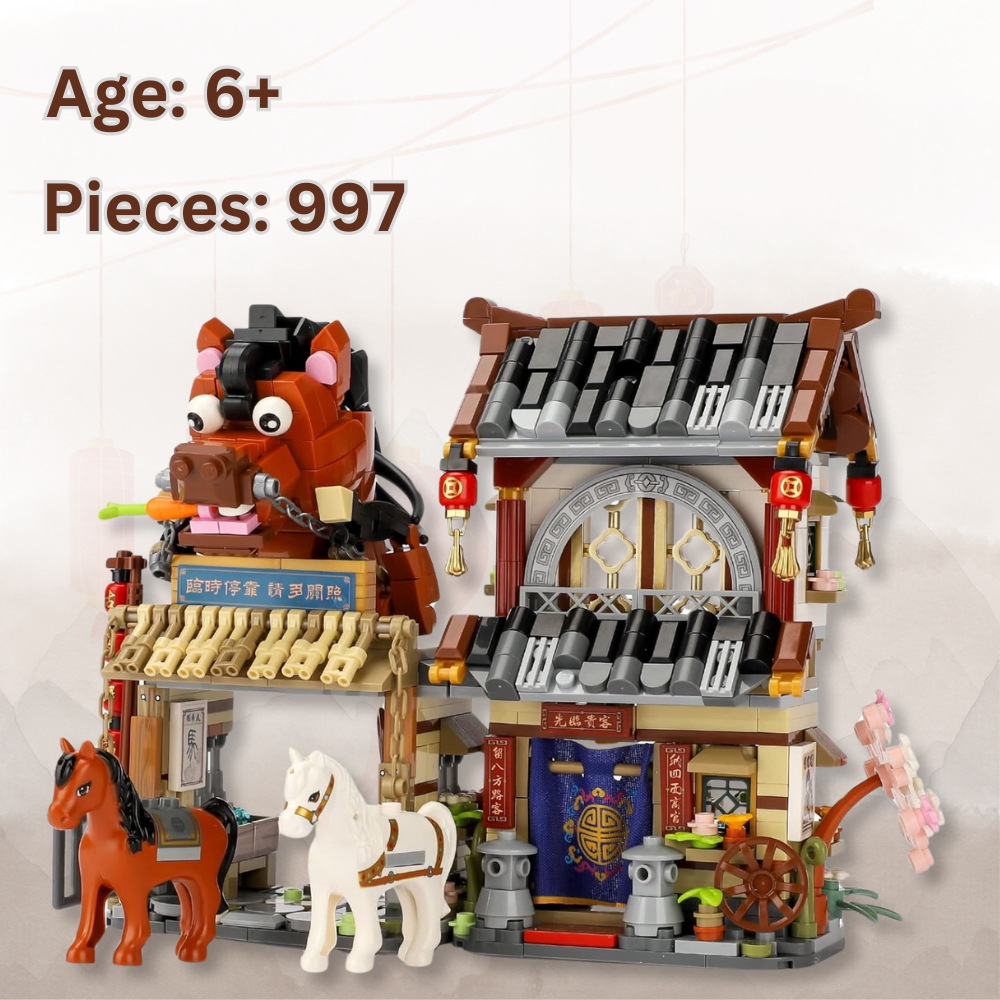 UNIQUE TOYS ZONE - ASIAN TOWN - POST OFFICE BUILDING SET - STREET FOOD VIEW - MINI BUILDING BLOCKS - 997PCS