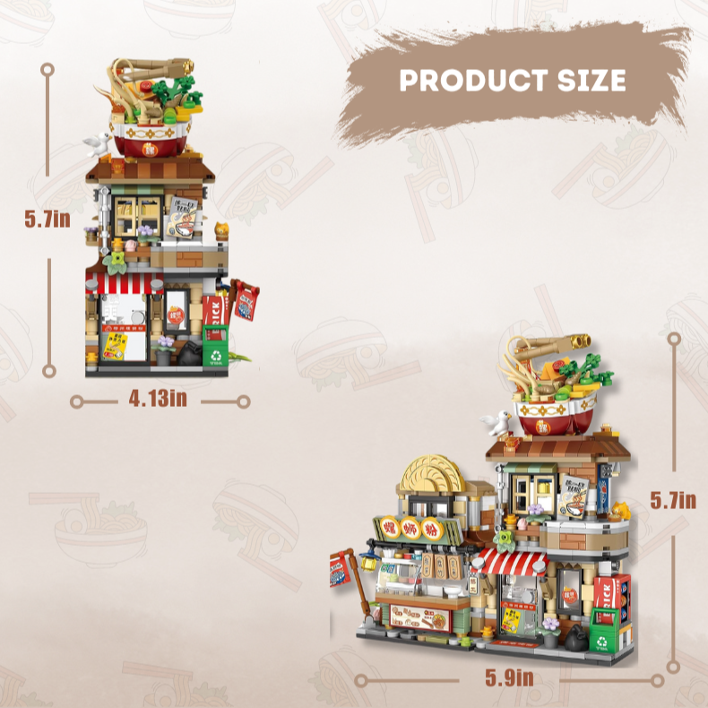 UNIQUE TOYS ZONE - ASIAN TOWN - RAMEN SHOP BUILDING SET - STREET FOOD VIEW - MINI BUILDING BLOCKS - 870 pcs