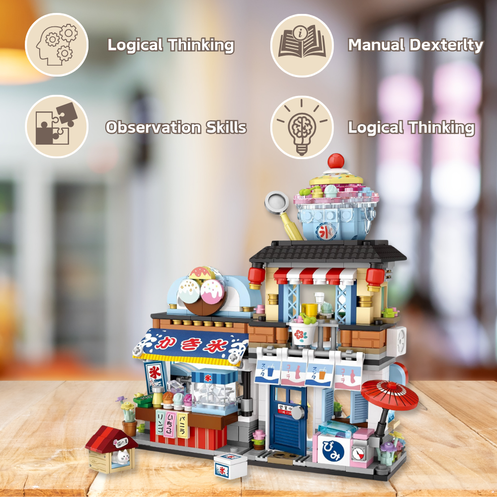 UNIQUE TOYS ZONE - ASIAN TOWN - ICECREAM STORE BUILDING SET - STREET FOOD VIEW - MINI BUILDING BLOCKS - 668pcs