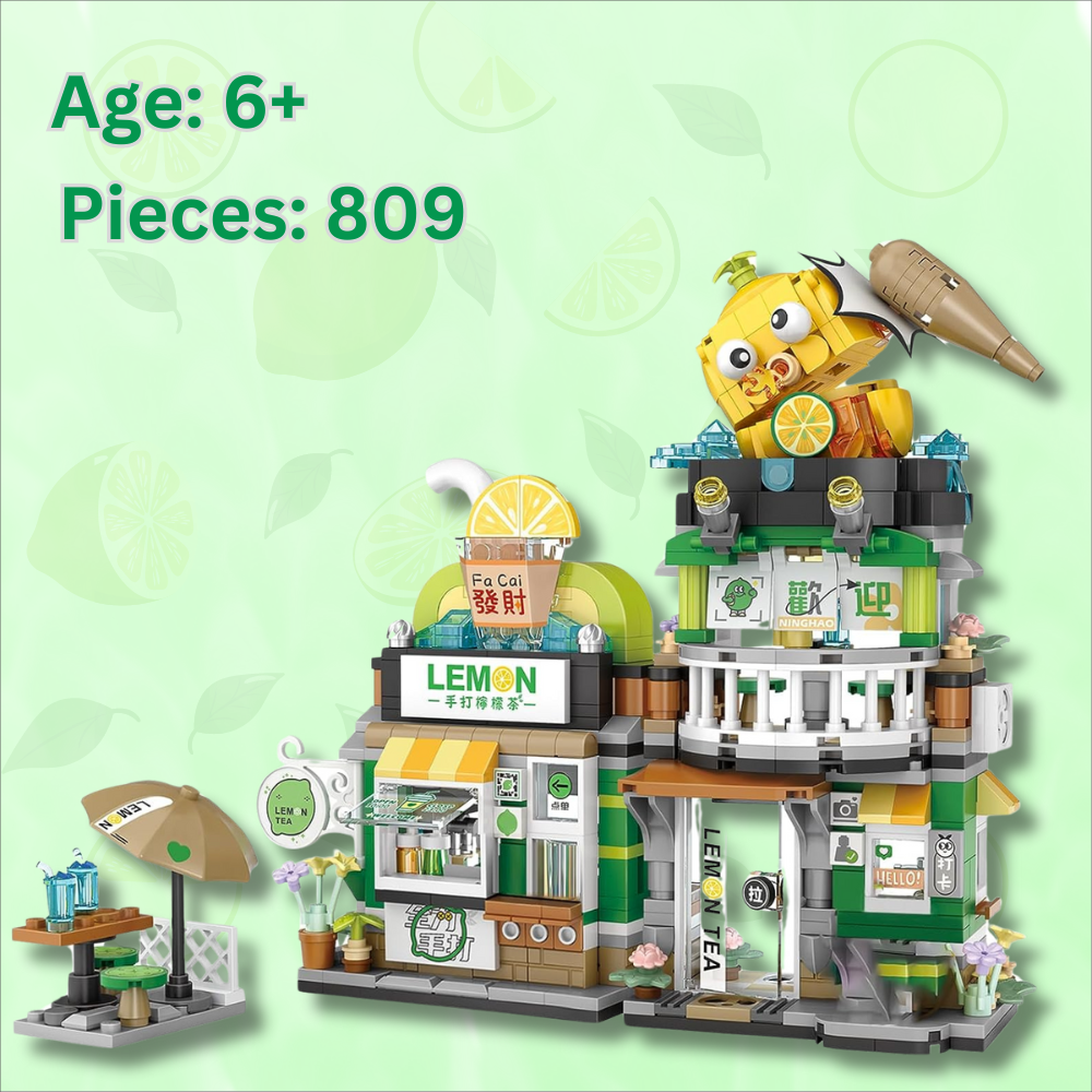 UNIQUE TOYS ZONE - ASIAN TOWN - LEMON TEA SHOP BUILDING SET - STREET FOOD VIEW - MINI BUILDING BLOCKS - 796PCS