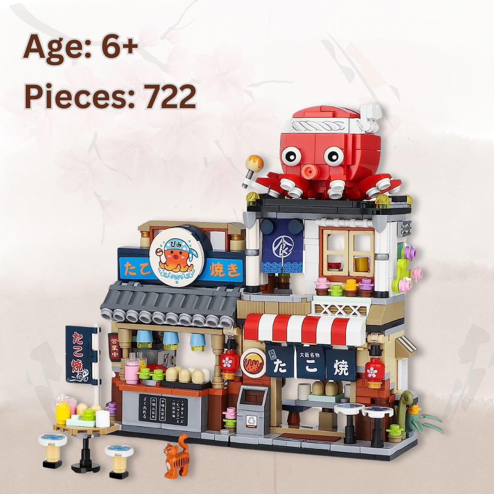 UNIQUE TOYS ZONE - ASIAN TOWN - OCTOPUS BBQ STORE BUILDING SET - STREET FOOD VIEW - MINI BUILDING BLOCKS - 722pcs