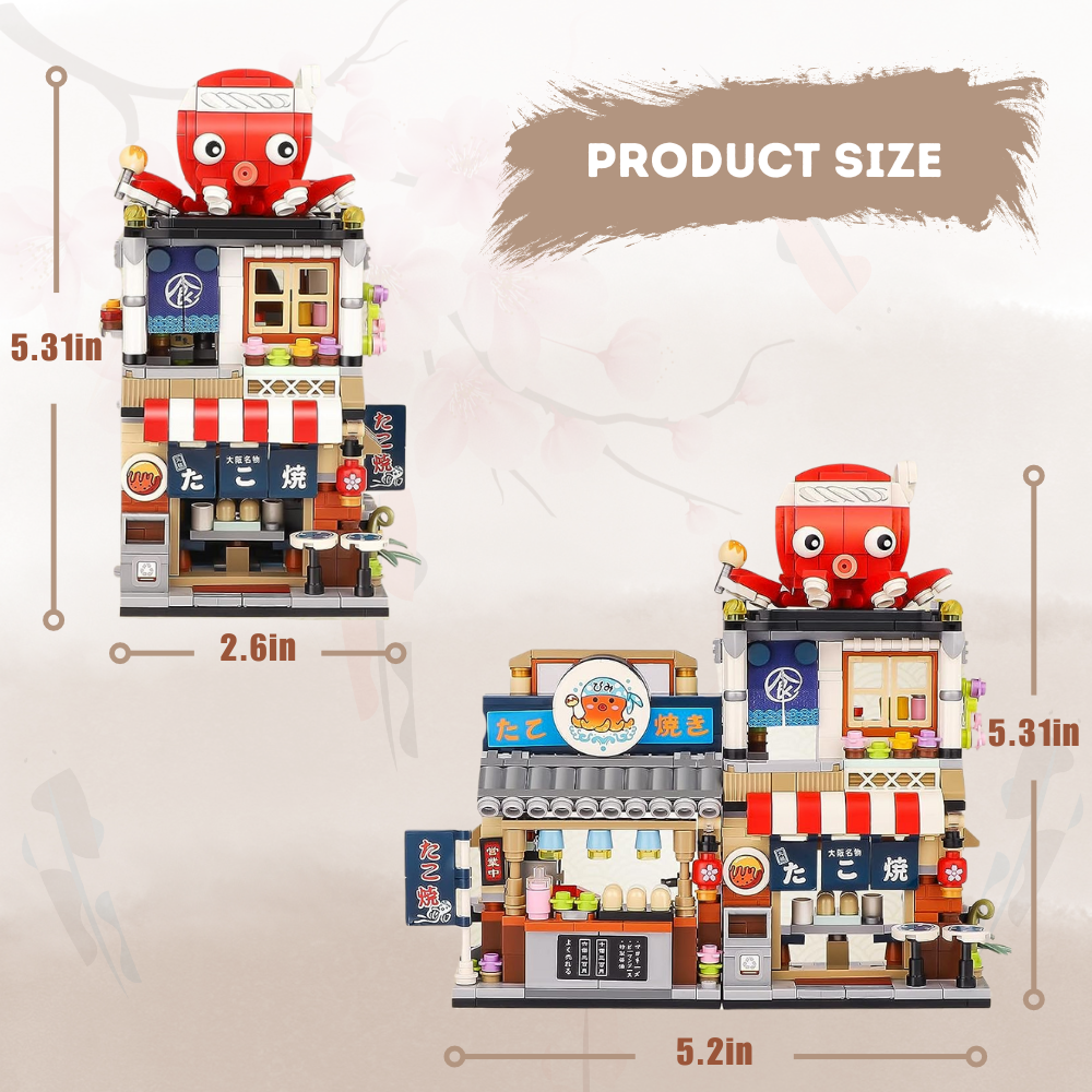 UNIQUE TOYS ZONE - ASIAN TOWN - OCTOPUS BBQ STORE BUILDING SET - STREET FOOD VIEW - MINI BUILDING BLOCKS - 722pcs